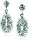 Miguel Ases Blue and Rainbow Quartz Large Oval Drop Earrings