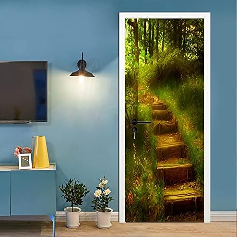 FLFK 3D Fairy Tale Forest Door Sticker Cover