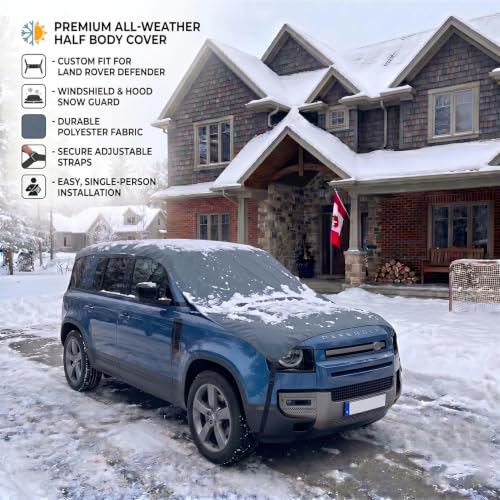 Image of Pivalo Half Car Body Cover for SUV Cars (All Models & Years) | 100% Waterproof Outdoor UV & Heat All Weather Protection | Triple Stitched 3 Layer with Adjustable Straps Cover (Grey)