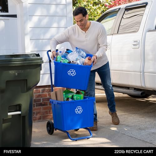 Five Star Recycle Cart for Recyling Bins, 220 lbs Capacity, Steel, Blue by Five Star - Image 2