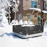 ULTCOVER Wodoodporny poliestrowy kwadratowy pokrowiec na wannę z hydromasażem 600D na zewnątrz pokrowce SPA 229 x 229 cm, czarny
