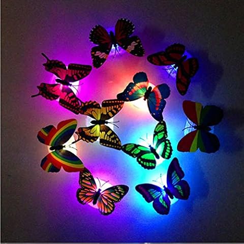 WENDAO 3D Butterfly Wall Sticker Wall Decoration 30 Luminous Butterflies Animals Wall Sticker Garden Ornaments for Yard Patio Party Decorations (A) Cover