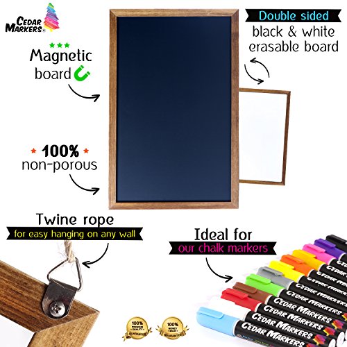 Cedar Markers 36\"x24\" Big Chalkboard with Wooden Frame. 100% Non-Porous Erasable Blackboard and Whiteboard for Liquid Chalk Markers. Magnet Board Chalk Board Decorative Chalkboard for Parties (36x24) - Thumbnail 2