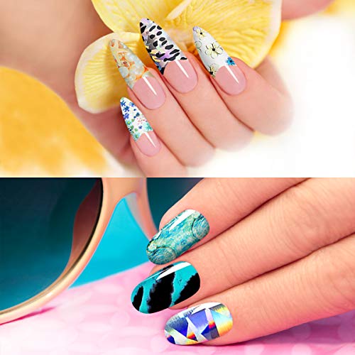 Duufin DE-20-075 300 Sheets Nail Foils Nail Art Transfer Foil Stickers Laser Flower Color Sheet Adhesive Stickers Paper Starry Sky Stars Black White Lace Design thumb #4