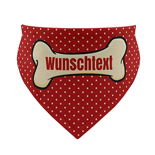 printplanet® - Hundehalstuch mit Name oder Text - Halstuch für Hunde - Layout Knochen - Größe M