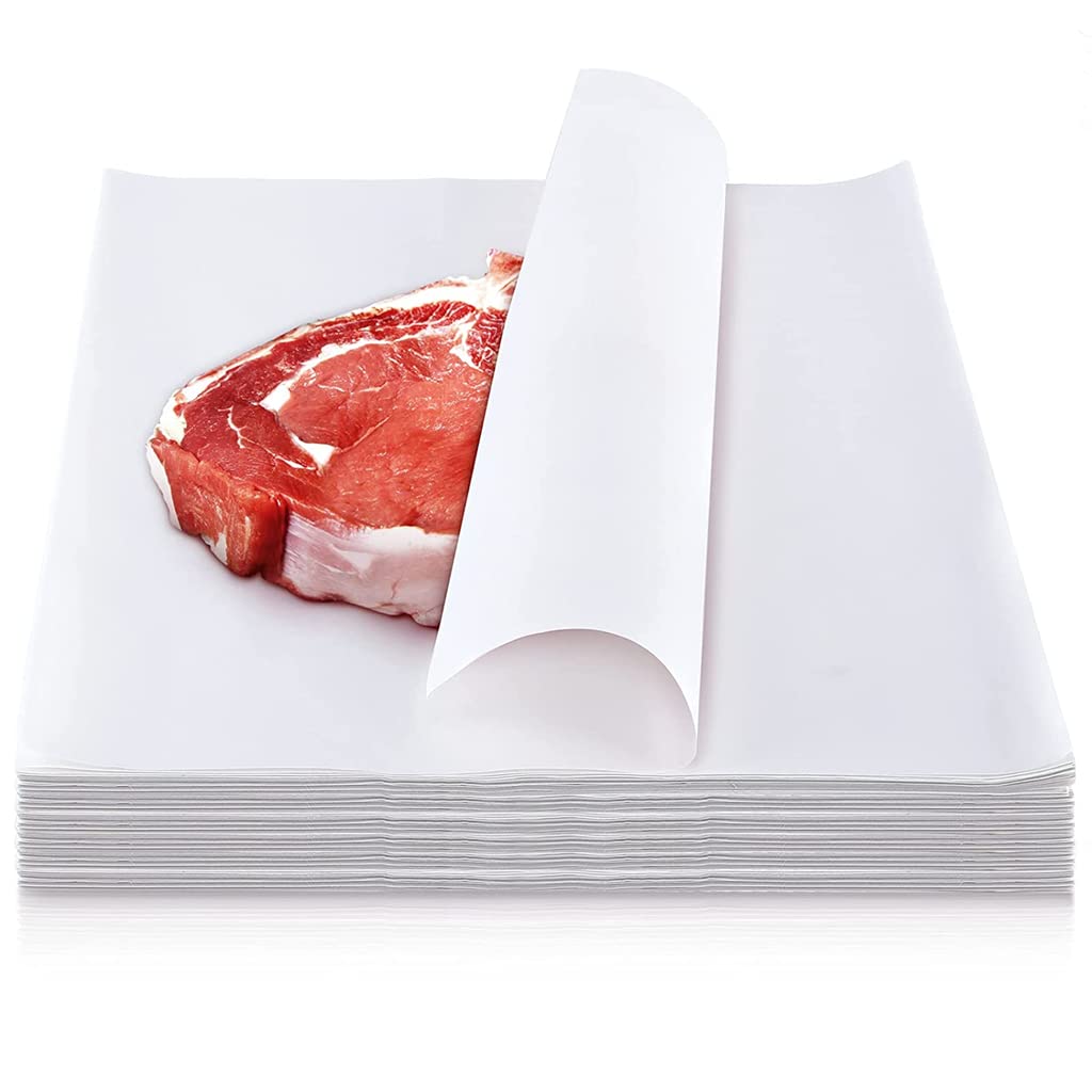 Azonee White Butcher Paper Sheets - Disposable, No Wax, Square Meat Sheets for Wrapping, Heat Press, Art Projects - 100 Pieces, 12 x 12 Inches