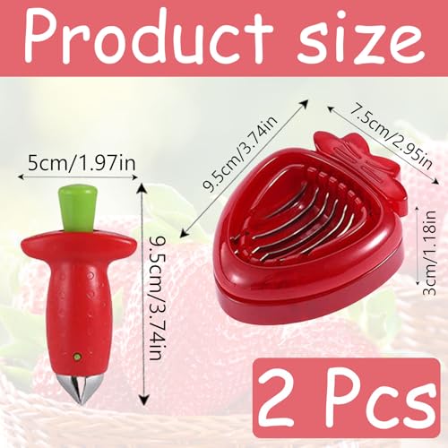 2 Pack Strawberry Huller, Strawberry Tool, Stainless Steel Core Pit Remover with Polypropylene Handle, Perfect for Cutting Strawberry Petiole and Slicing - Image 2