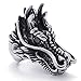 AnazoZ Homme Bague Biker Motard Gthique Acier Inoxydable Biker Noir Argenté Punk Style Dragon Rétro Bague Tribal Taille 69 Anneau Vintage