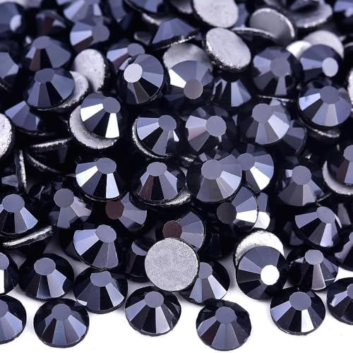 Image of 144pcs DIY Glass Flatback Rhinestones for Bedazzling,Round Crystal Gems for Nail Art,Stage Makeup,Clothing,Bag Decoration 0.31 inch 8mm SS40 Jet Hematite