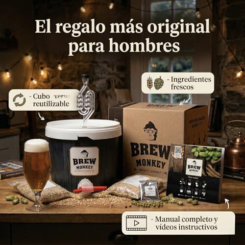 Miniatura 5 de Brew Monkey Kit De Elaboración De Cerveza Rubia Básico De 5 Litros 6.4 Vol. Kit Para Hacer Cerveza Regalos Originales Para Hombre