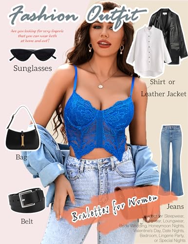 Image of Avidlove Lace Bralettes for Women Y2k Camisole Lingerie Adjustable Strap Crop Top