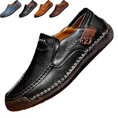Enjerr Mens Orthopedic Walking Shoes Ideacloth Shoes for Men Comfort Waterproof Fashion Driving Leather Slip-On Loafers