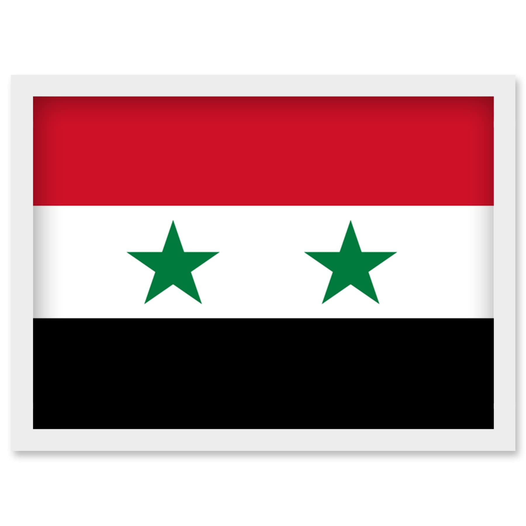 Artery8 Syrian Arab Republic National Flag Patriotic Vexillology World Flags Country Region Poster Artwork Framed Wall Art Print A4
