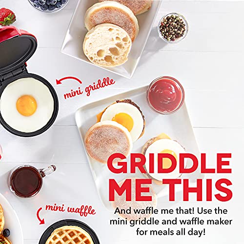 Image of Dash Mini Maker Set - Customized Treat Maker - Supports Multi-Function Cooking - Easy Cleanup and User-Friendly Design - Red - Waffle & Griddle Irons
