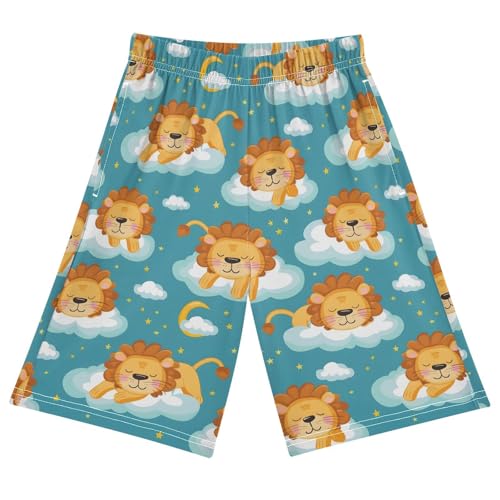 ALAZA Cartoon Lion Sky Cloud Star Pajama Shorts Sleep Shorts Pant Lounge Pajama Bottoms Elastic Waist with Pockets