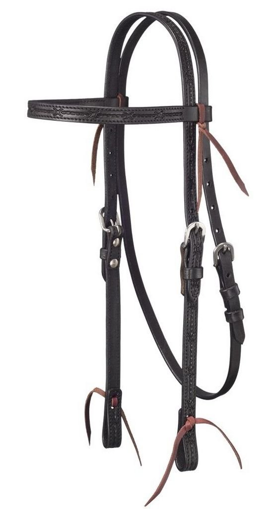 Silver Royal Barbwire Browband Headstall Black