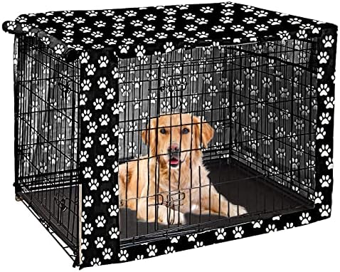 Pethiy Dog Crate Cover Durable Polyester Pet Kennel Cover Universal Fit for Wire Dog Crate - Fits Most 30 inch Dog Crates - Cover only-Black-30