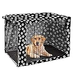 Pethiy Dog Crate Cover Durable Polyester Pet Kennel Cover Universal Fit for Wire Dog Crate - Fits Most 48 inch Dog Crates - Cover only-Black-48