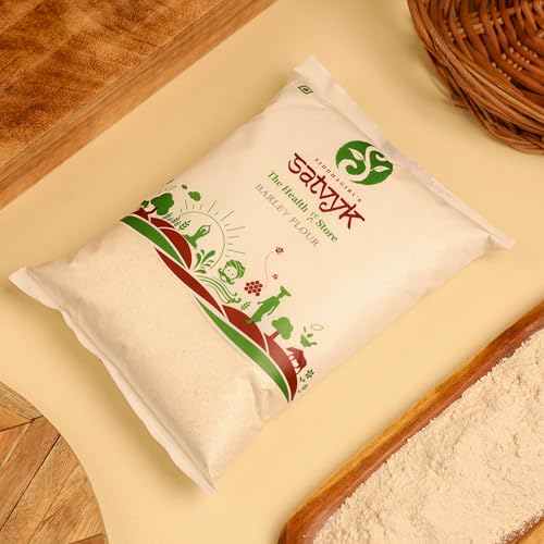 Image of S Siddhagiri's SATVYK THE HEALTH re STORE Barley Flour (1kg) - 100% Whole Barley Atta | Stone Grounded | Rich In Fibre & Protein | Soft Fluffy Rotis | Freshly Grounded