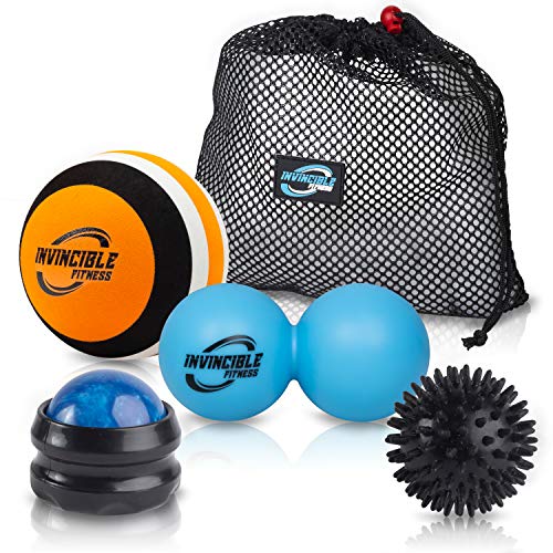 Invincible Fitness Therapy Massage Balls Set, Trigger Point Ball, Double Peanut Lacrosse Massager