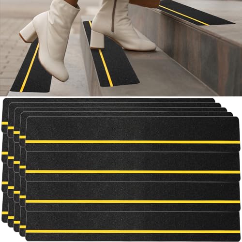 Weysat CHI-WEYSAT-1040 20 Pcs 6'' X 30'' Anti Slip Stair Treads With Reflective Stripe Grip Non Slip Tape Adhesive Non Skid Tape Outdoor Traction Treads Staircase Step Treads Friction Abrasive cover