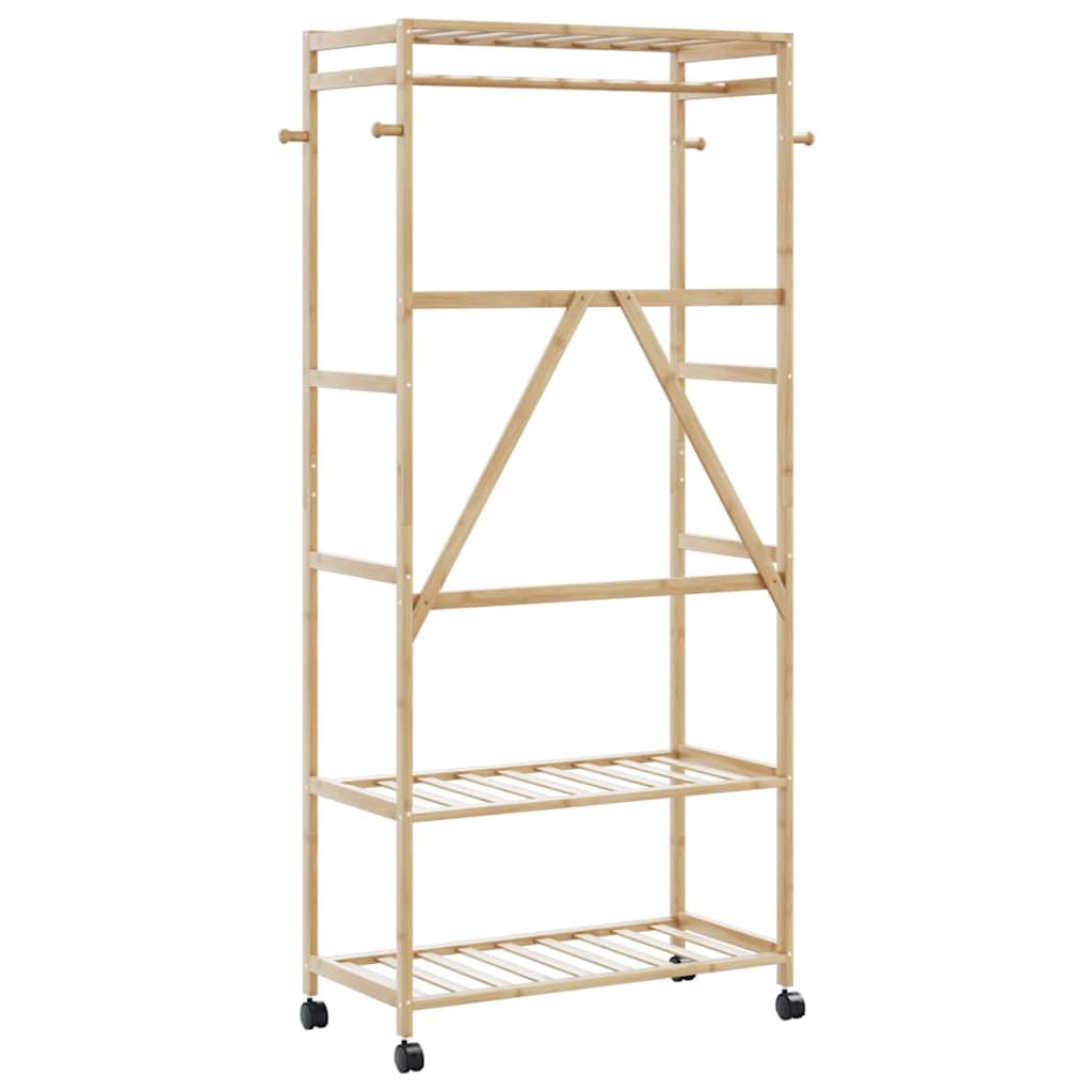 vidaXL Perchero con estantes y ruedas 90x40x179,5 cm bambú