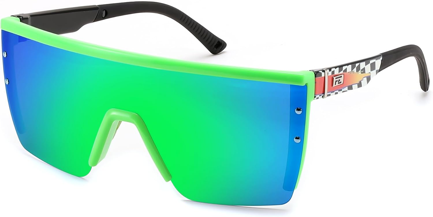 FEISEDY Sunglasses Mens Polarized Women Oversized Flat Top Square Cycling Fishing Golf Hiking Vintage Sun Glasses B2367