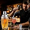 Cocktailshaker, cocktailset gåva, 400 ml cocktailglasblandarset, cocktailset present, klart glas guld cocktail shaker blandarset med rostfritt stål läcksäkert mätkopp lock & sil & barsked #3