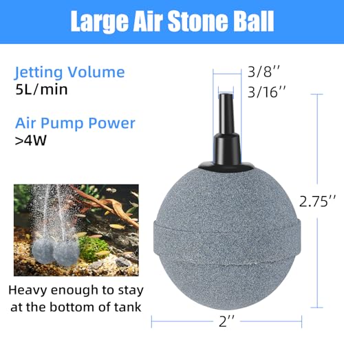 Image of AQUANEAT Air Stones for Ponds 2 Inch, Long Lasting Aerator Oxygen Diffuser, Air Pump Accessories for Aquariums, Fish Tanks, Hydroponics and DWC Reservoirs 2 Pack