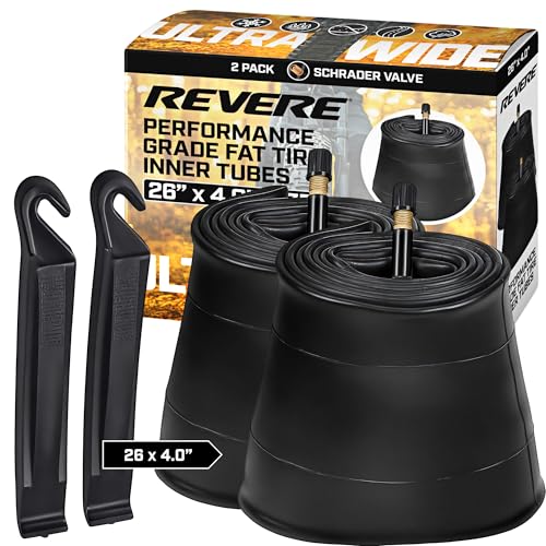 Revere 26x4.0 �t�@�b�g�^�C�� Ebike �����p ? �����\�I�[���e���C���d���o�C�N�^�C�� ��v��26�C���` x 4�C���` E-Bike Fat MTB �^�C�� �I�t���[�h �g���C�� �V�e�B���C�f�B���O�p (�`���[�u2�{�̂�)