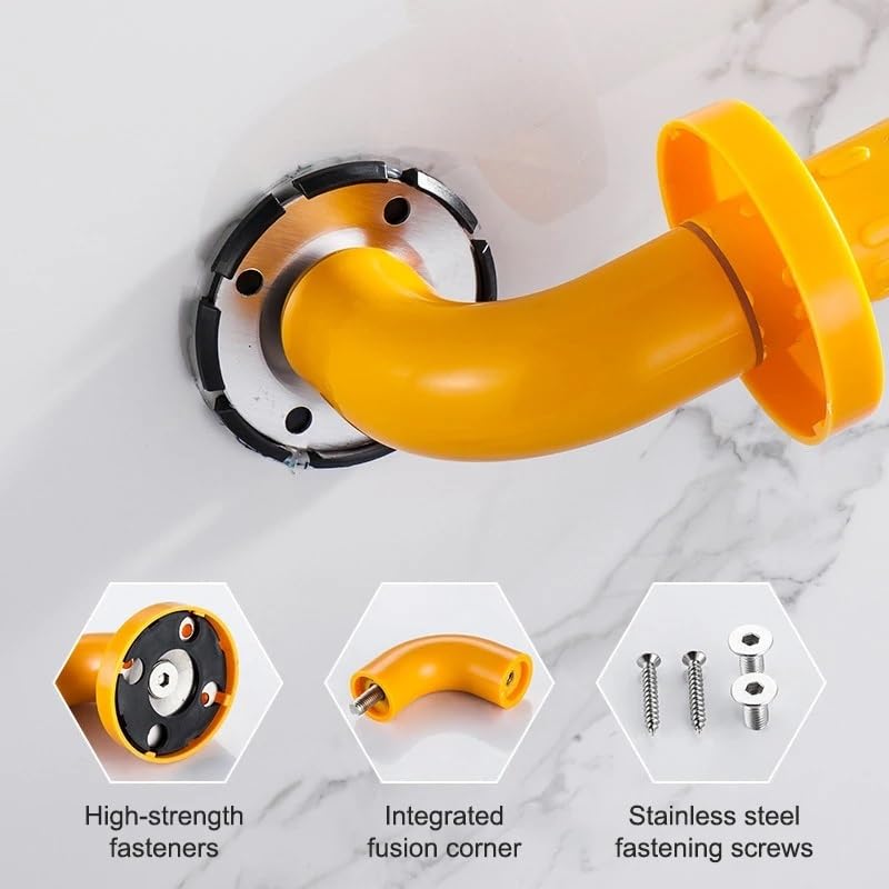 Barras de Seguridad para baño para Personas Mayores, Resistentes asideros y Accesorios de Ducha, bañeras, inodoros y cocinas, de fácil Agarre, Color Amarillo