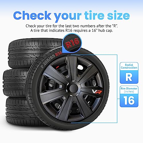 Alpena - VR Carbon Wheel Covers, Premium European-Made Rim Covers with 3-Step Retention System, Durable Hub Caps 16 Inch Set of 4, Fits Most Steel Wheels, Black - Image 3
