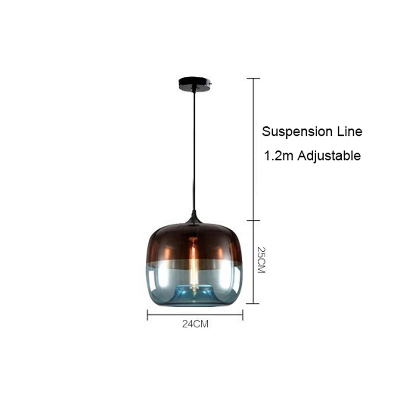 Moderne dubbele kleur glazen hanglamp Retro enkele kop kroonluchter Postmodern hangend plafondverlichting Verstelbaar snoer eilandlicht voor woonkamer