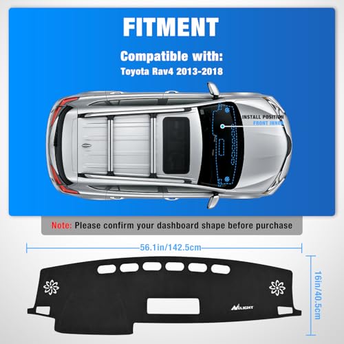 Nilight Dash Cover for Toyota Rav4 2014-2018, Custom Fit Suede Mat by Nilight - Used condition - Image 2
