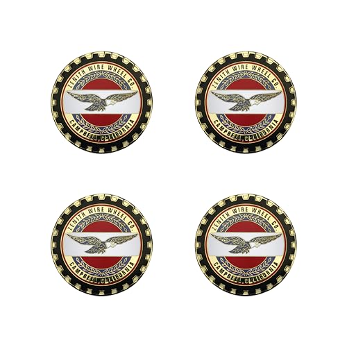 Image of Zenith Gold Metal Wheel Chip Emblems (Set of 4) | 24K Triple Gold Plated Solid Metal Wheel Chip Emblems, 2.25 inch | Designed for Lowriders with Recessed Knock Off Spinner Caps