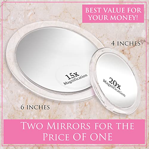20X & 15X Vergrootspiegel Spiegel Make Up Mirror Combo Set met 3 Stick On Zuignappen voor make-up en pincet Wenkbrauwen… - Image 3