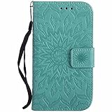  Dfly Galaxy S3 Hülle, Galaxy S3 Neo Hülle, Premium Slim PU Leder Mandala Blume prägung Muster Flip Hülle Bookstyle Stand Slot Schutzhülle Tasche Wallet Case für Samsung Galaxy S3 / S3 Neo, Grün