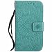 Produktbild Dfly Galaxy S3 Hülle, Galaxy S3 Neo Hülle, Premium Slim PU Leder Mandala Blume prägung Muster Flip Hülle Bookstyle Stand Slot Schutzhülle Tasche Wallet Case für Samsung Galaxy S3 / S3 Neo, Grün