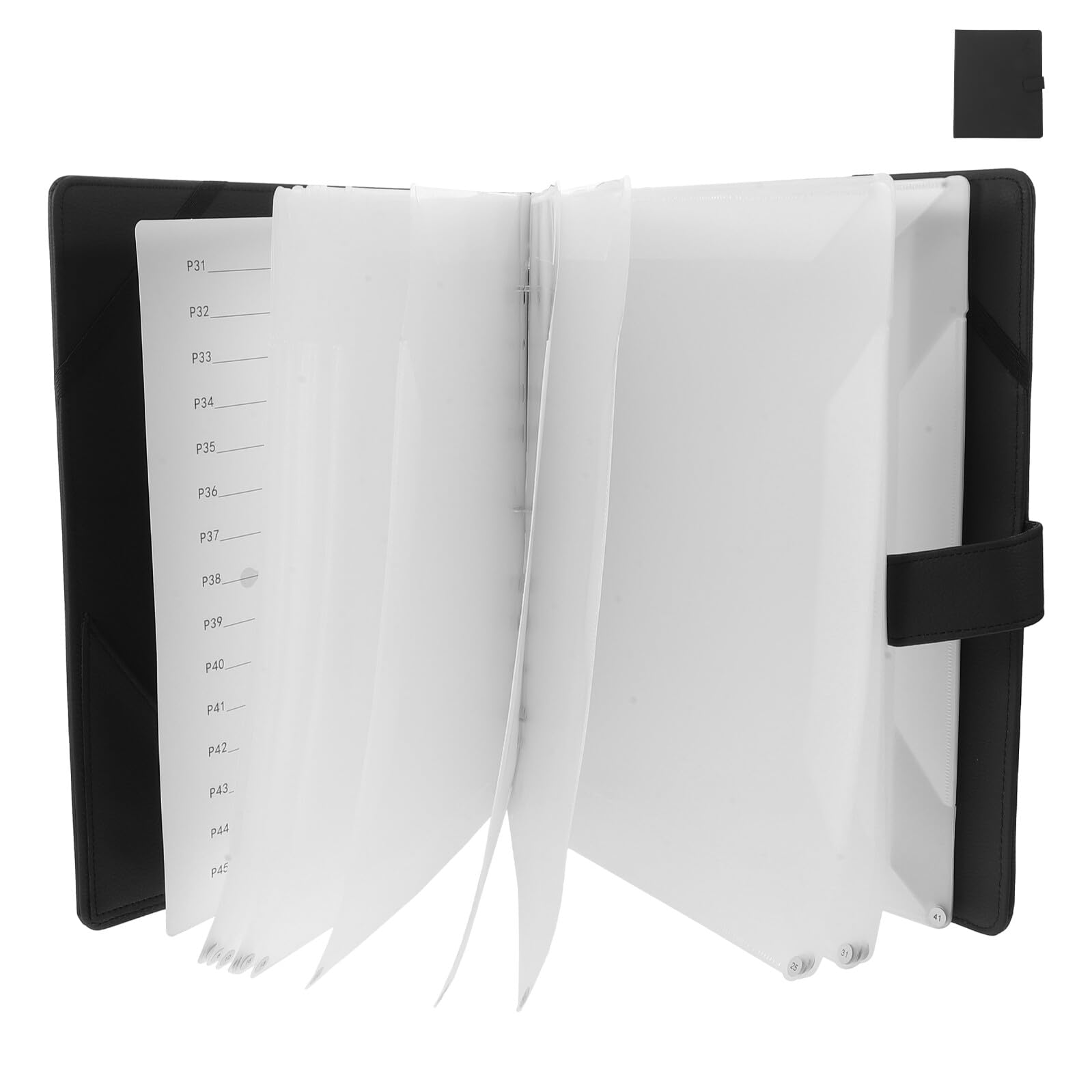 Carpeta de Partituras de Piano y Guitarra en Cuero Pu Negro, con 30 Páginas Numeradas, Organizador para Hojas Sueltas, Protector Musical para Músicos en Orquesta y Práctica