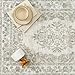 PureCozy 8x10 Area Rug Beige Washable Vintage Distressed Living Room Carpet Large Bedroom Indoor Medallion Floral Non Slip Retro Throw Floor Mat for Office Dining Room Kitchen Bathroom