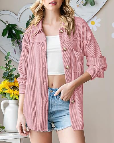 Image of PRETTYGARDEN Women's Textured Oversized Button Down Shirts