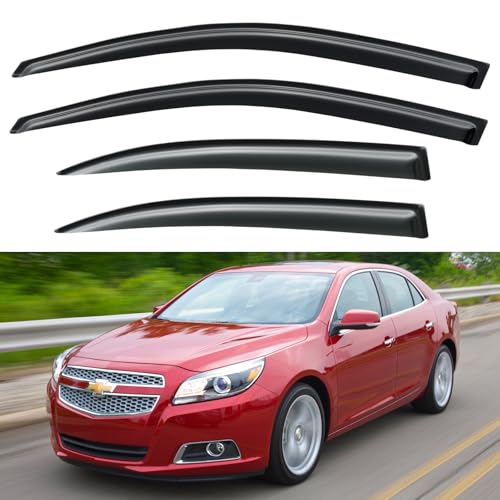Image of Window Visors Rain Guards for 2013 2014 2015 13 14 15 Chevy Malibu, Out-Channel Window Vent Wind Deflectors Visors Shades for 2016 Malibu Limited