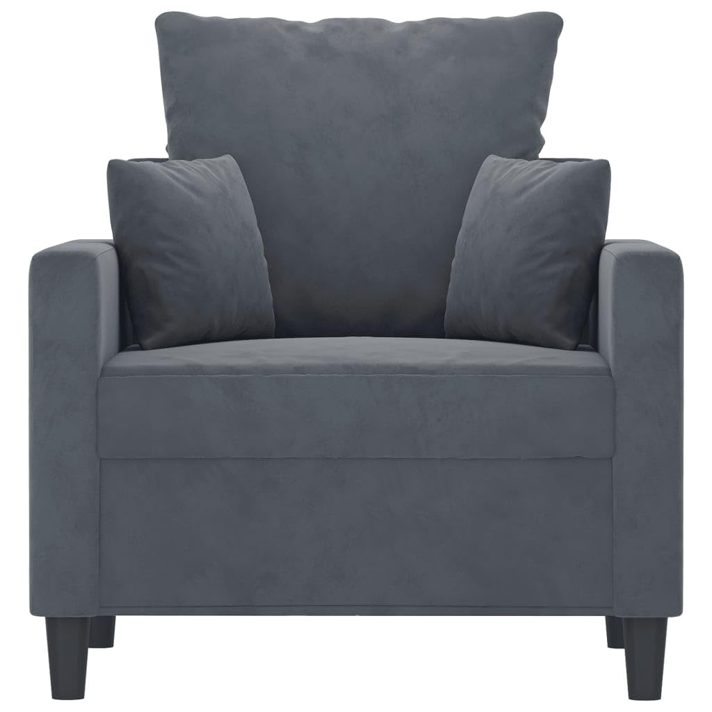 Fotel ciemnoszary, 60 cm, aksamitny fotel tapicerowany z metalowym stelażem, wygodna sofa do salonu, sypialni, biura, maks. nośność 110 kg, nowoczesny design, meble do salonu