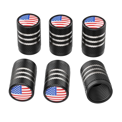 Tire Valve Stem Caps-6 Pack Color Flag,Anodized Aluminum with Rubber Ring Inside Corrosion Resistant and Leak-Proof,Universal Dustproof Stem Covers for Cars,Trucks,Bikes,Motorcycles,Bicycles.