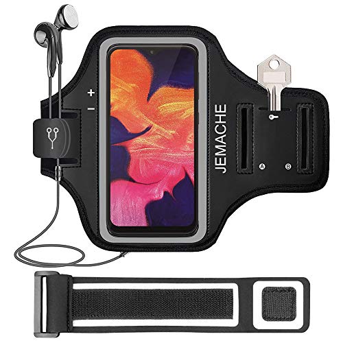 Brazalete Deportivo para Correr, TUPSKY Brazalete Móvil Deportivo Ajustable para Galaxy A10/ A51/ A50, Correa Ajustable, Equipado con Soporte para Llave y Tarjeta (Negro)
