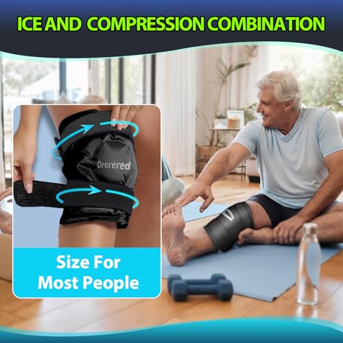Image of Ice Packs for Injuries Reusable Knee Gel Ice Pack Wrap for Swelling Black