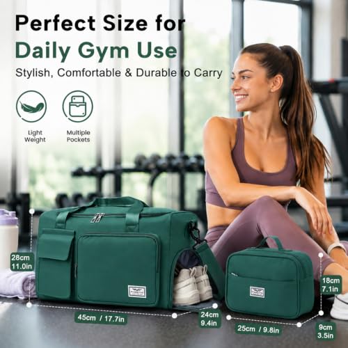 Image of FIORETTO Women's Gym Duffle Bag with Shoes Compartment, 30L Capacity, Ideal for Travel, Gym, Sports, Duffel, Weekender