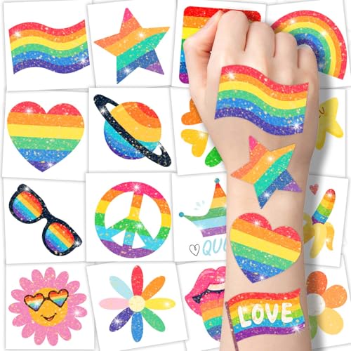 Winthrop 120 Pcs Glitter LGBT Rainbow Flag Tattoos