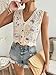 GORGLITTER Women's Crochet Cropped Vest Boho Colorful Knit Sleeveless Button Up Vintage Cardigan Western Cowgirl Tops Beige Medium