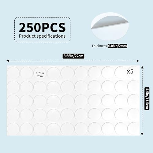 Miniatura 2 de Cinta transparente de doble cara para paredes, puntos adhesivos circulares transparentes reutilizables de doble cara, adecuado para fotos, marcos de